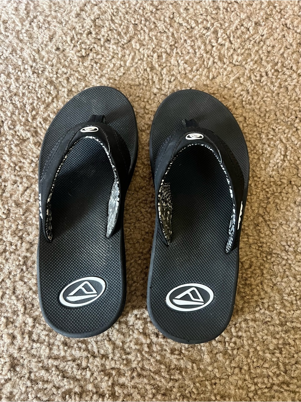 Reef Black Flip Flop Sandals with White Logo